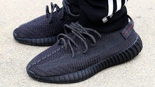 YEEZY BOOST 350 V2 BLACK NON REFLECTIVE REVIEW & ON FEET! (WORTH IT?) -