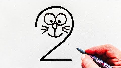 How to draw doremon from number 2 | डोरेमोन का सुंदर चित्र बनाना सीखे | number drawing
