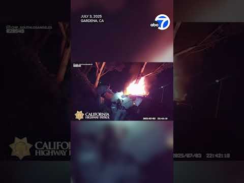 Video shows CHP officers rescue unconscious driver from burning car