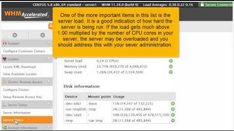 Checking your server status and information in WHM 11.34