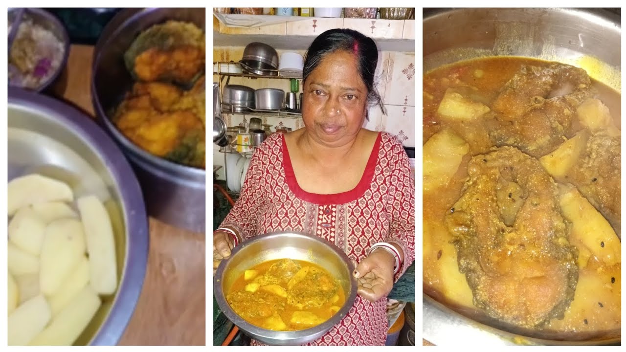 মায়ের হাতের আলু সরসে পোস্ত দিয়ে রুই মাছের ঝোল// Rohu Fish Gravy with Potato & Masala