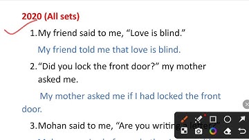 2020 (All sets) direct and indirect speech solved exercise from English Excellent grammar guide 10th