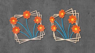 Easy Craft | Handmade Paper Wall Hanging | Paper Craft กรอบดอกไม้ จากตะเกรียบ 3 ชั้น