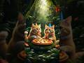 two cats in the jungle doing a pizza party#cartoon#cute #viral #comedy #art #cat #DreamScreenAI