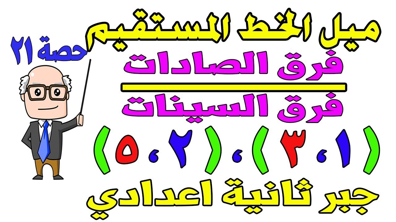 ميل الخط المستقيم جبر للصف الثاني الاعدادي الترم الاول حصة 21