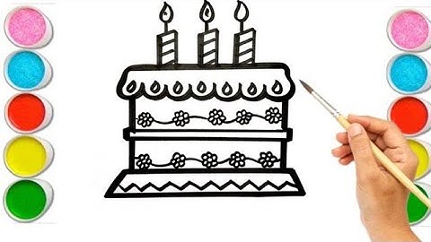 Cute Cake Easy drawing for kids, how to draw and color birthday cake easy step by step for children
