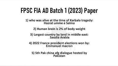 AD FIA Batch 1 Solved Paper 18/8/2023  | Assistant Director FIA Solved Paper