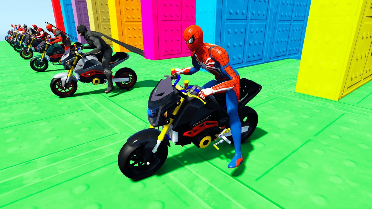 Video del Hombre Araña en Desafío de Superhéroes en Motos de Colores -  YouTube