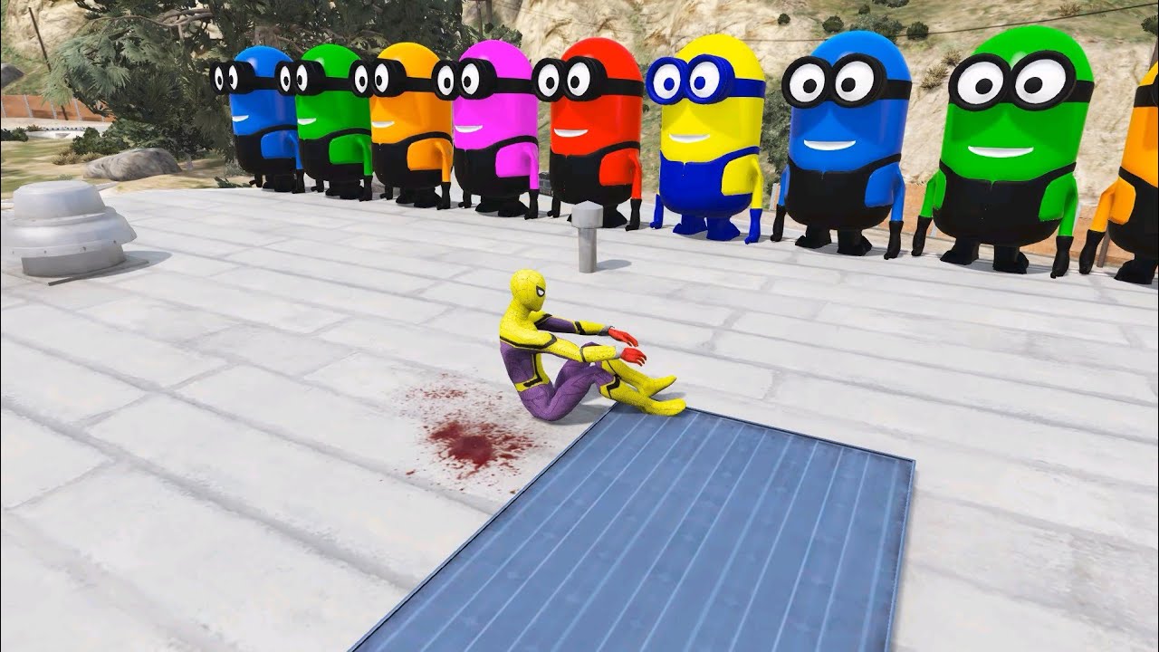 GTA 5 Epic Ragdolls RED SPIDERMAN VS RED MINION VS GREEN MINION (Euphoria Physics & Funny Fails)#1