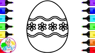 Coloring an Easter Egg GIANT Coloring Page | Easter Coloring Pages POSCA Paint Markers Art