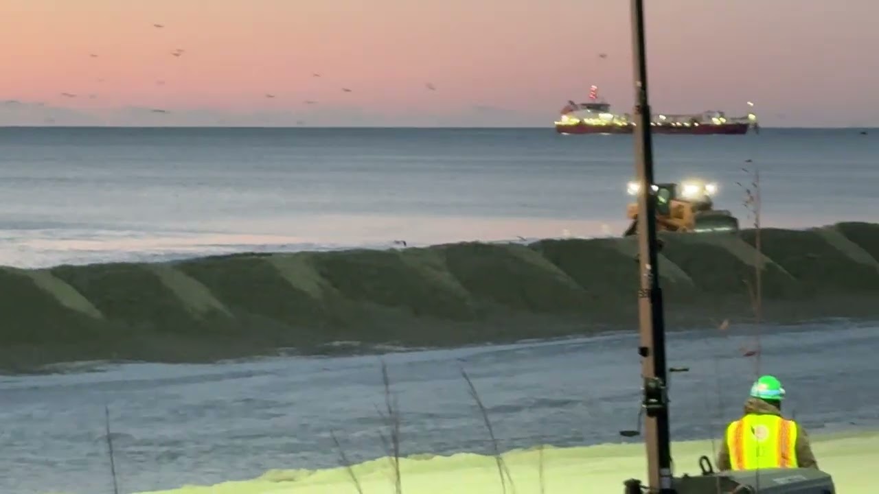 Beach Renourishment continues at Day Break #myrtlebeach #southcarolina #beach