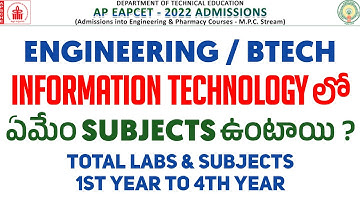 Ap Eamcet 2022 | Information Technolog Branch లో 1st To 4th Year ఏమేం Subjects ఉంటాయి ? | Ap Eapcet
