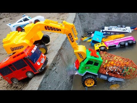 Excavator Toys Rescues Police Car Animals Truck Tayo The Little Bus Transport Trucks for Kids