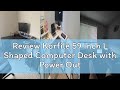 Review Korfile 59 inch L Shaped Computer Desk with Power Outlets, Home Office Desk with 4 Adjustable