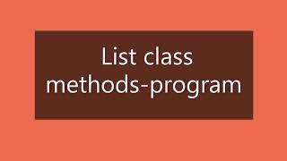 Advanced Java Programming-List Class Method-Program.......Prof. Suwarna Thakre