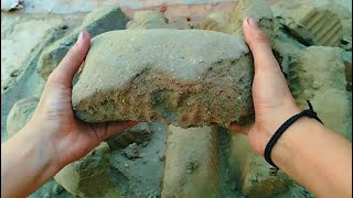 ASMR/relaxing bentonite long bar green sand soft crack sound nonstop floor crumbling satisfaction🥁