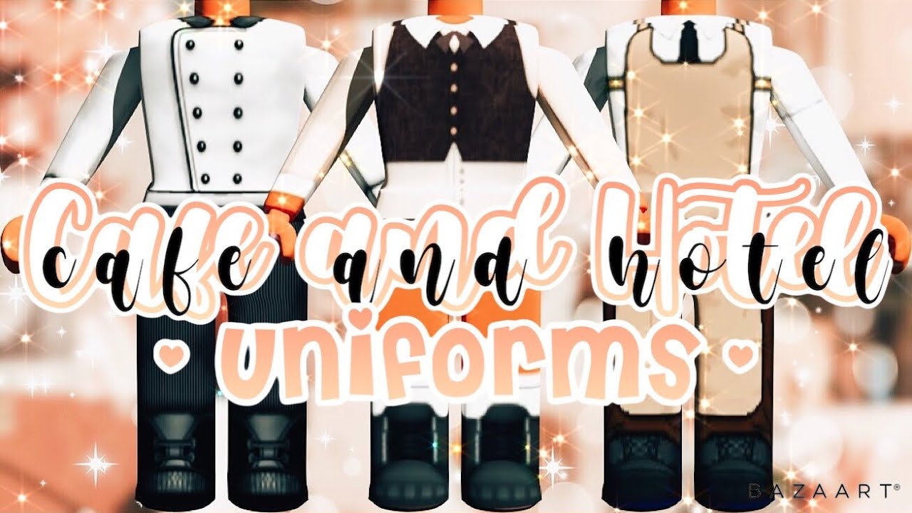 Cafe And Hotel Uniform Outfits Codes Links Roblox Bloxburg Youtube - roblox cafe uniform layout