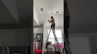 How to change high celling bulb using 17 feet ladder from Costco