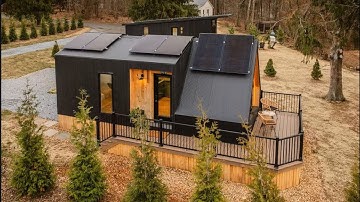 Modern A-Frame Tiny House with Solar Roof | Sustainable Off-Grid Cabin Design