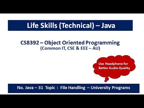 Java File Handling Programs  | Anna University Questions and Answer | CS8392 - OOP | 31