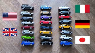 American Vs German Vs British Vs Japanese Vs Italian Car Brands in 4k Video With Scale Cars