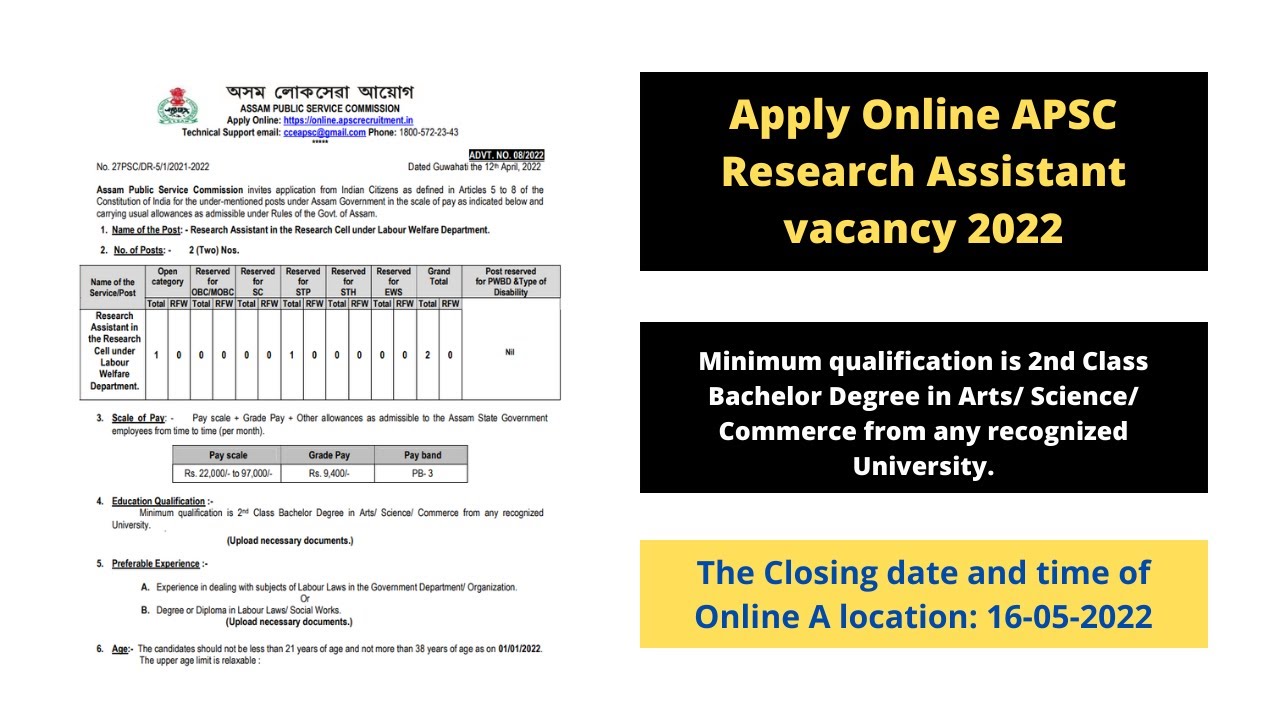 research assistant vacancy 2022