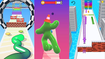 Gummy Worm Go vs Blob Runner 3D vs Ladder Master | All Levels Gameplay Walkthrough (iOS & Android)