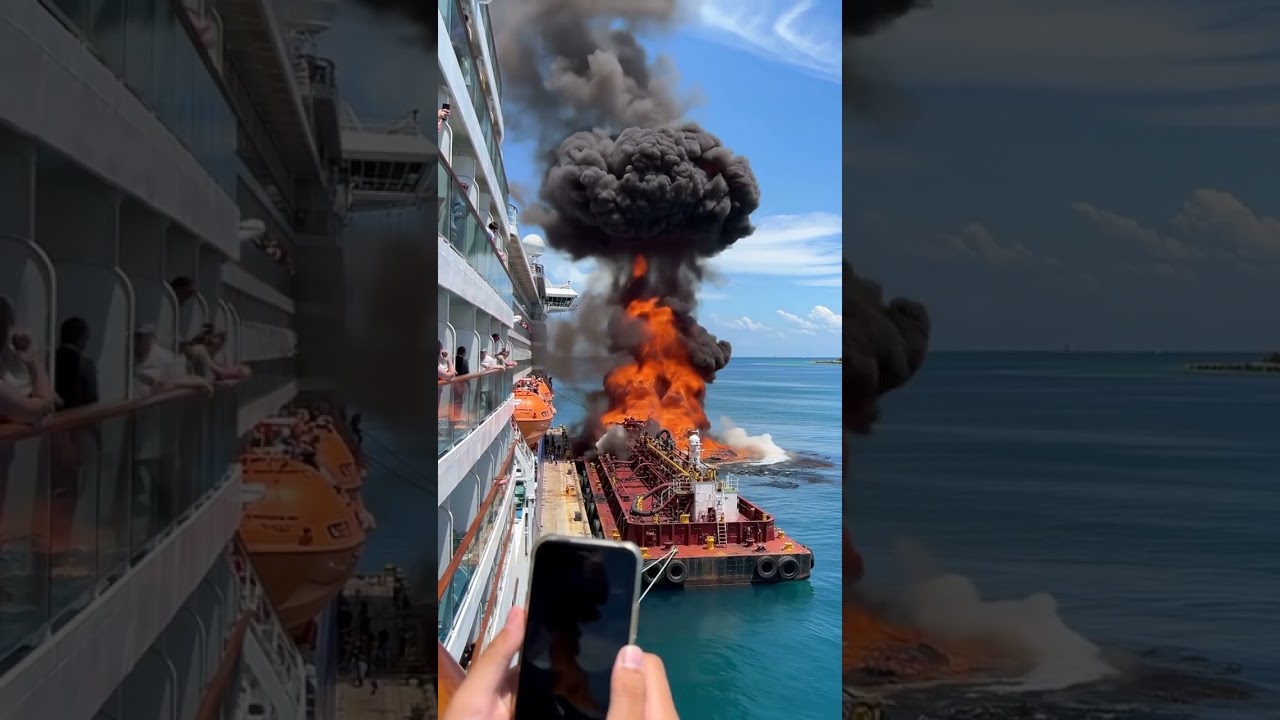 Barge EXPLODES While Docked at Cruise Ship! 🔥 