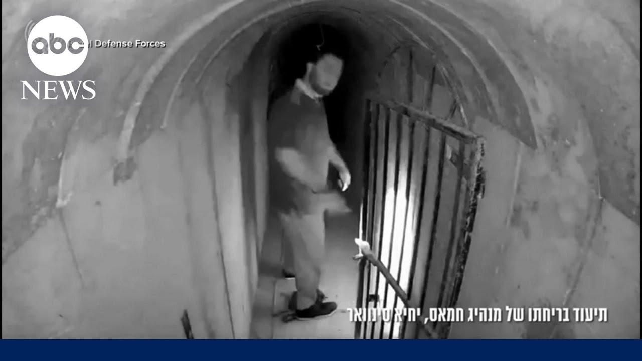 ⁣IDF releases video it says is of Hamas leader allegedly fleeing tunnels