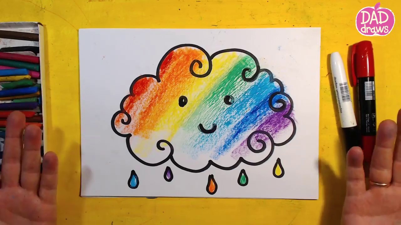 تعليم الرسم للأطفال رسم غيمة ملونة YouTube