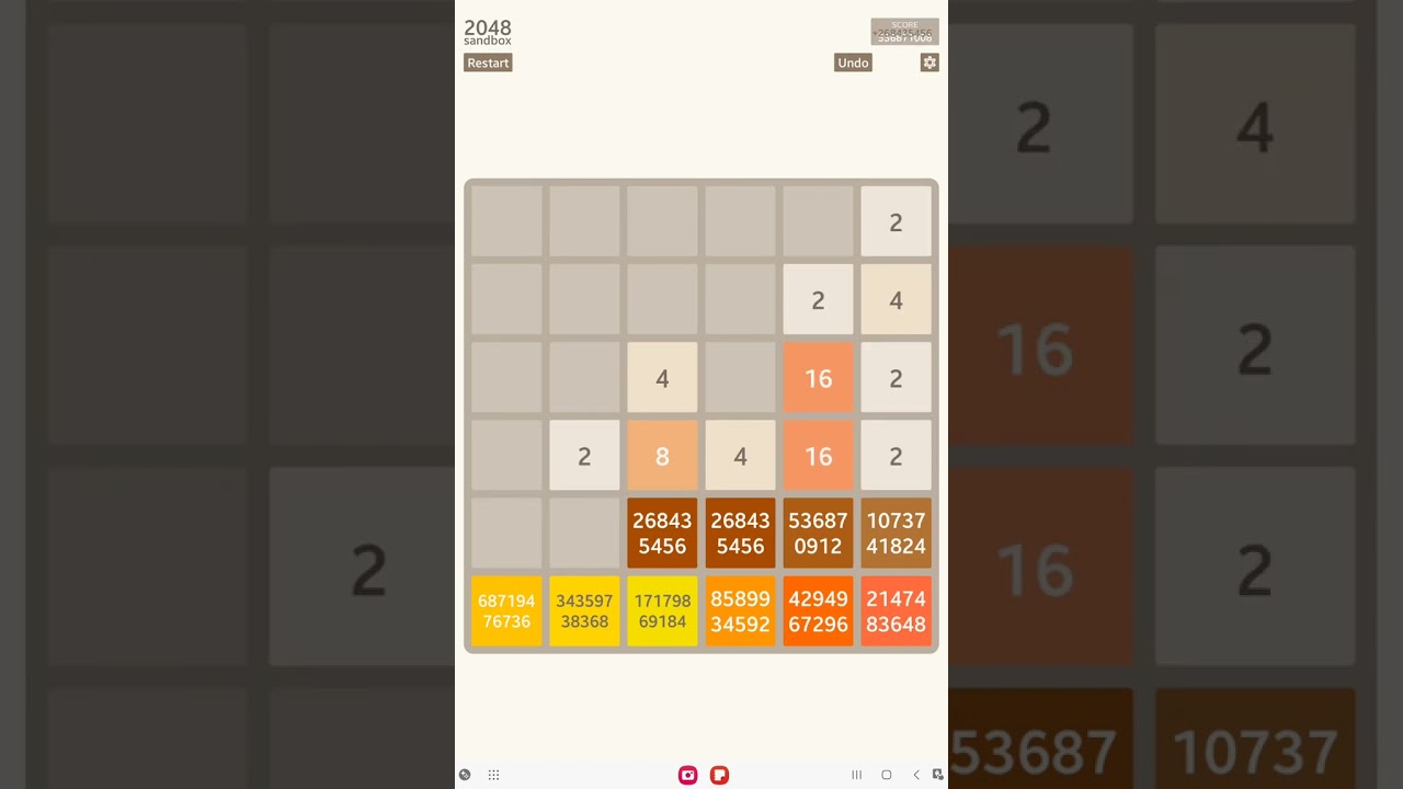 2048 sandbox пополняет ∞? 1x1 до 8x8