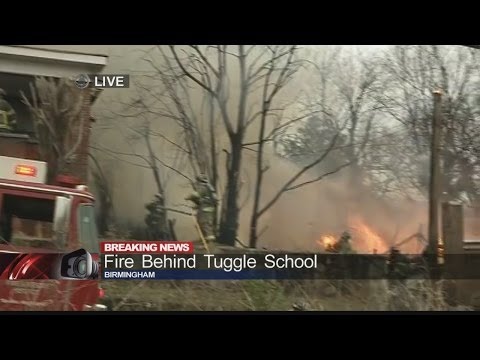 Large fire behind Tuggle Elementary School