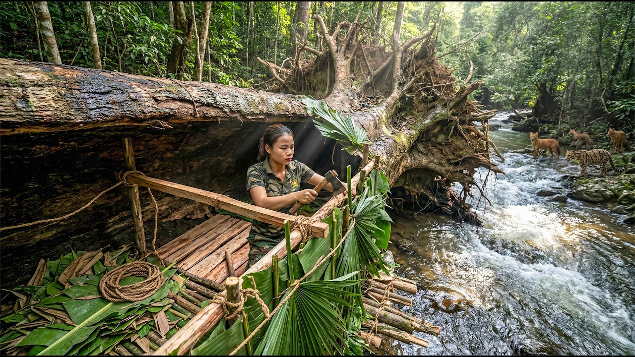 30 Days Lost in the Forest – I Built a Survival Shelter and Set Hunting Traps to Stay Alive