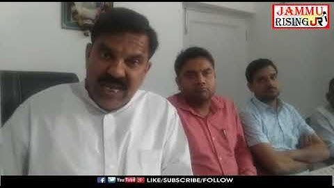 JKNPP Chairman Harsh Dev Singh addressing press conference in Jammu.