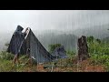 Amazing camping in heavy rain  relaxing camping in rain and thunder