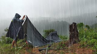 AMAZING CAMPING IN HEAVY RAIN ⛈ RELAXING CAMPING IN RAIN AND THUNDER