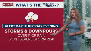 Clear Wednesday night heavy rain storms Weather Impact Alert Day Thursday evening WTOL Weather