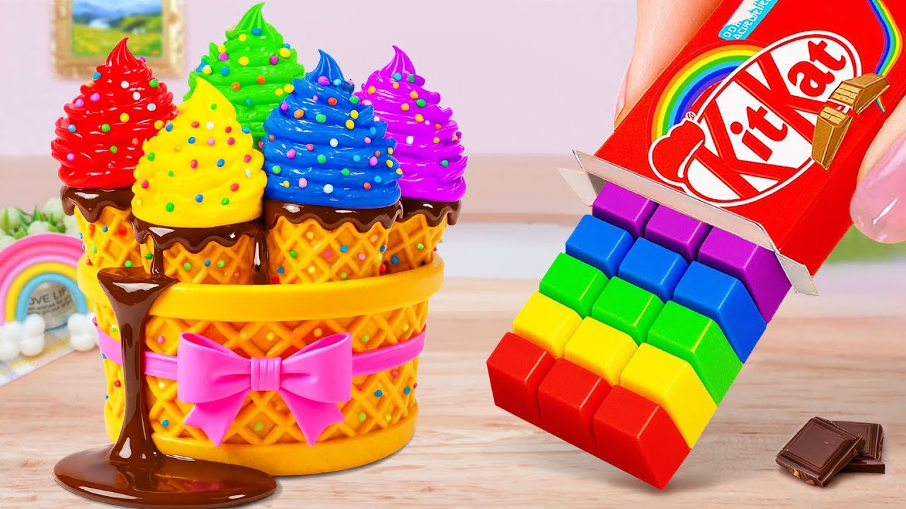 Helado Cremoso en Miniatura vs KITKAT 🍦 Mini Ice Cream Satisfying ASMR