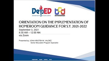 Homeroom Guidance Program Orientation for SY 2021 - 2022