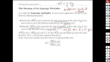 Unit 23-6 The Meaning of the Lagrange Multiplier - MATH 121