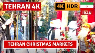 🇮🇷 HDR IRAN TEHRAN Christmas Markets Unbelievable Street 2023 Walking Tour|4k 60fps