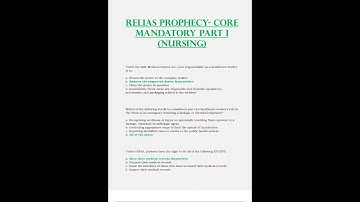 Relias Prophecy   Core Mandatory Part I Nursing Latest 2023   2024; All Correct & Verified 100%
