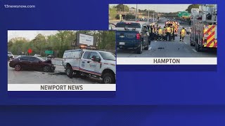 State trooper, VDOT worker injured in separate crashes on I-64 Thursday morning