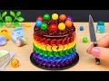 ASMR Miniature Cakes 🍬 Rainbow Chocolate Cake Covered 🎂 como fazer bolos em miniatura