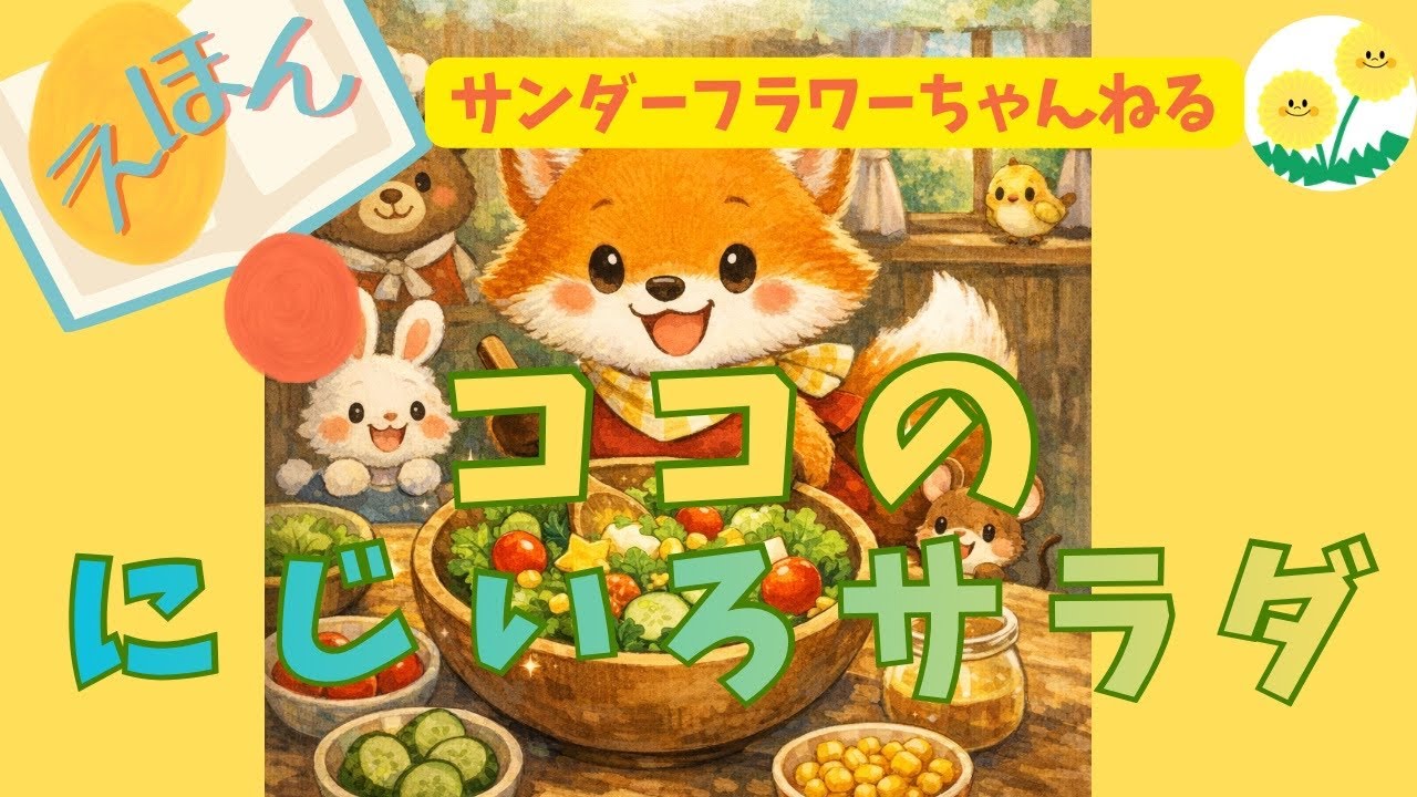 【絵本読み聞かせ】ココの にじいろサラダ🥗 にがてな やさいも ちょっぴり｜子ども向け絵本　寝かしつけ
