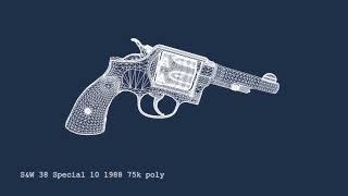 S&W 38 Super10 75k (low poly) Wireframe Triangulated Blender/Substance Painter