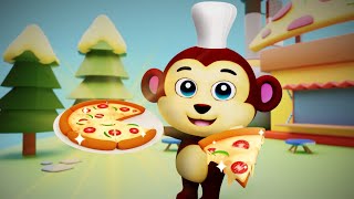 Fun pizza factory ||🍕🐵 Learn to Make Yummy Pizza with Monkey