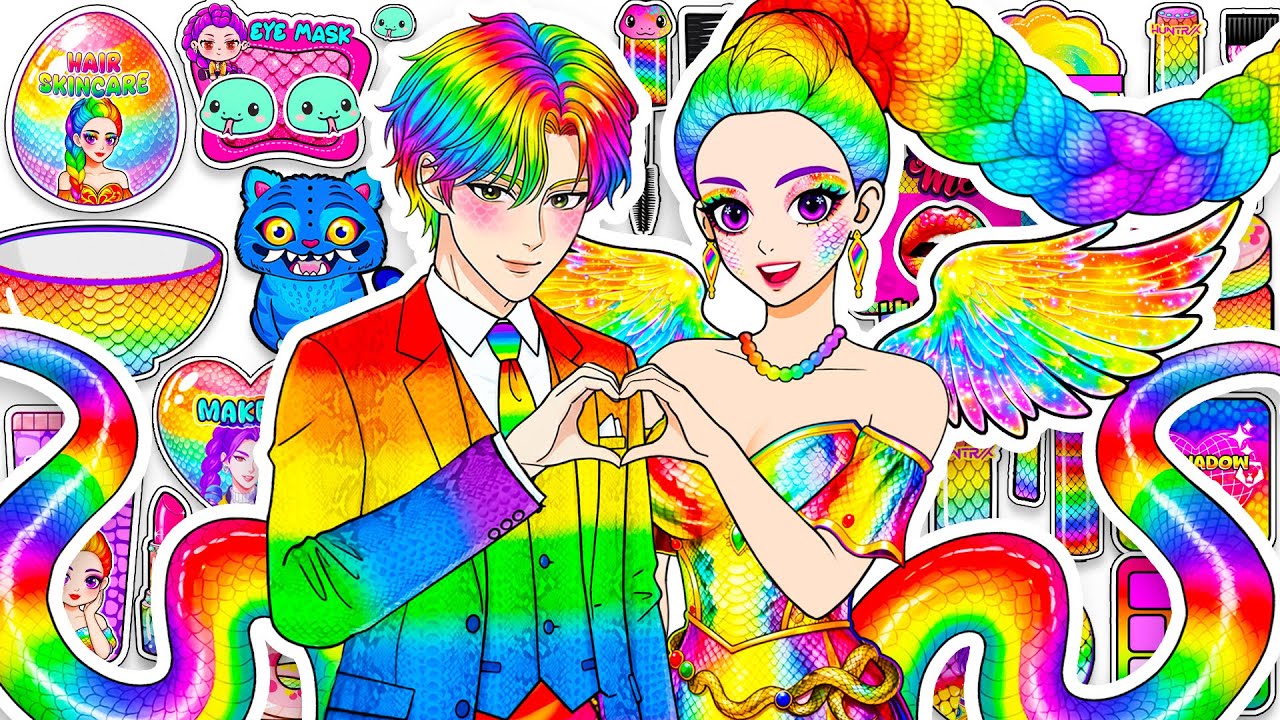 💖Paper DIY💖KPOP DEMON HUNTERS Rumi Snake–Bird Girl Colorful Hair Skincare +Makeup Blind Bag Unboxing