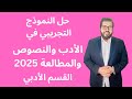 حل النموذج الامتحان التجريبي في الأدب والنصوص والمطالعة للقسم الأدبي 2025 الثانوية الأزهرية 2025 