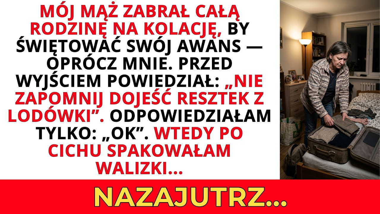Mój mąż zabrał całą rodzinę, aby świętować swój awans — oprócz mnie. Nazajutrz...